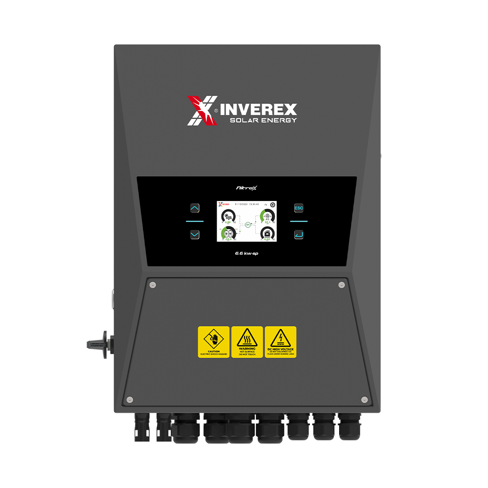 Inverex Nitrox 6.6kW Hybrid Solar Inverter – 48V | Single Phase | 13,200W PV Input | IP65 Rated — solar equipment in Lahore, Pakistan