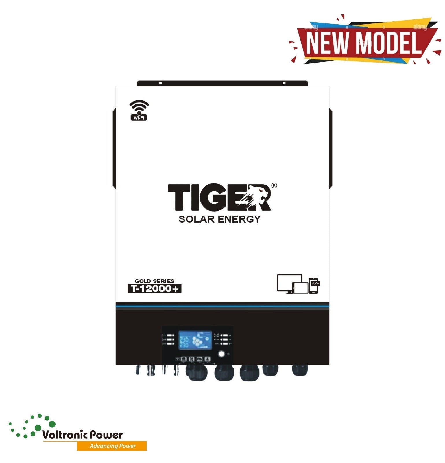 Tiger T-12000+ Gold Series 11kW Hybrid solar Inverter With 12000W PV | Built-in WiFi | Dual Output | RGB Lights | Touch Display — solar equipment in Lahore, Pakistan
