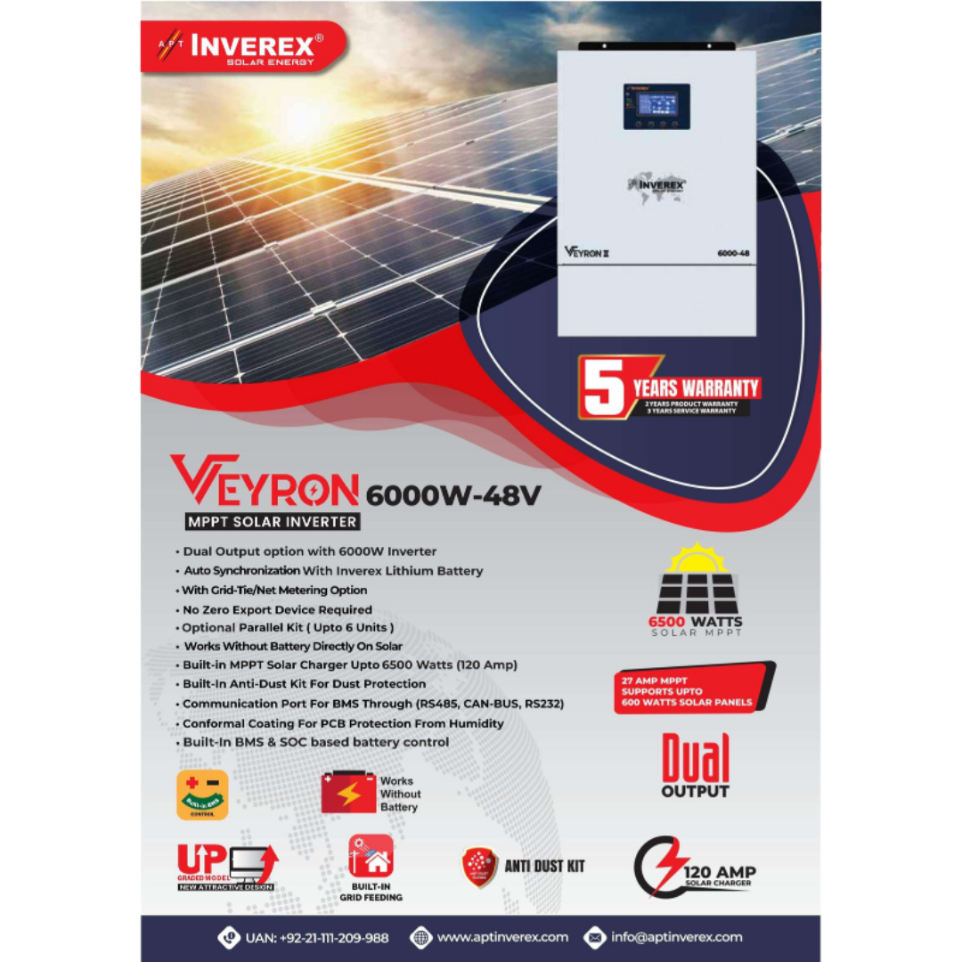 Inverex Veyron II 6KW Hybrid Solar Inverter — solar equipment in Lahore, Pakistan