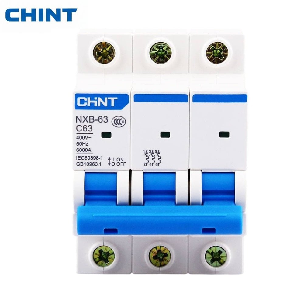 CHINT NXB-63 3P 63A MCB – Three Pole Miniature Circuit Breaker for AC Overload & Short Circuit Protection — solar equipment in Lahore, Pakistan