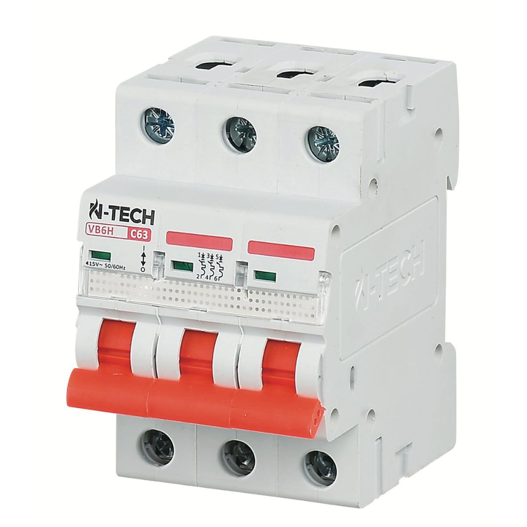 N-Tech VB6H 3 Pole AC MCB Overload & Short-Circuit Protection — solar equipment in Lahore, Pakistan