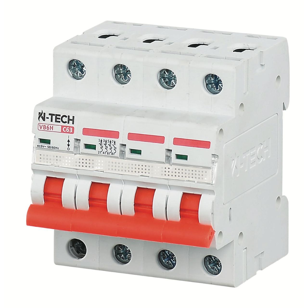 N-Tech VB6H 4 Pole AC MCB Overload & Short-Circuit Protection — solar equipment in Lahore, Pakistan