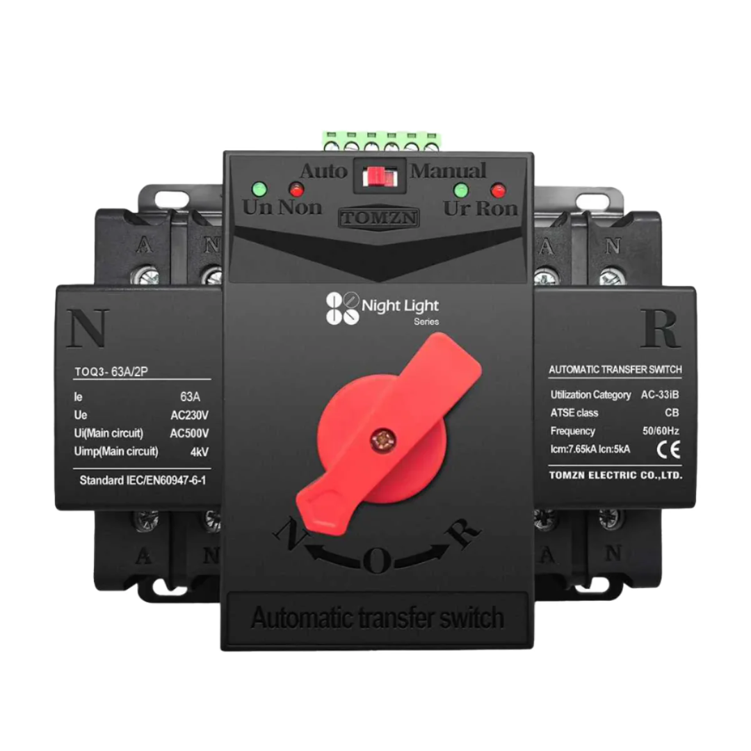 Tomzn TOQ3 2P AC Din Rail 220V Dual Power Automatic Transfer Switch ATS — solar equipment in Lahore, Pakistan