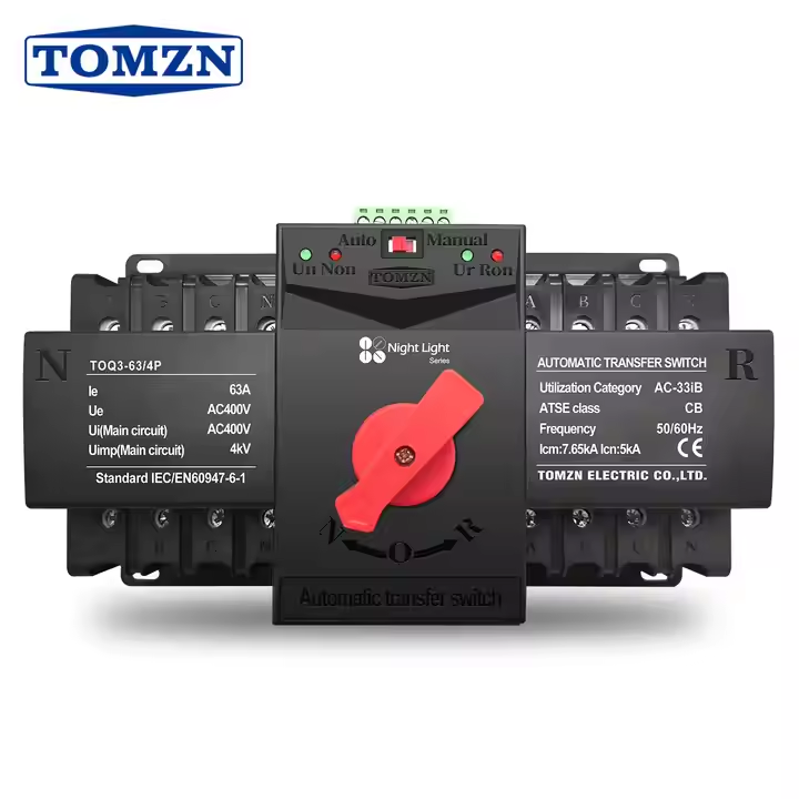TOMZN TOQ3 4P-63A AC Three Phase Din Rail 220V Dual Power Automatic Transfer Switch ATS — solar equipment in Lahore, Pakistan
