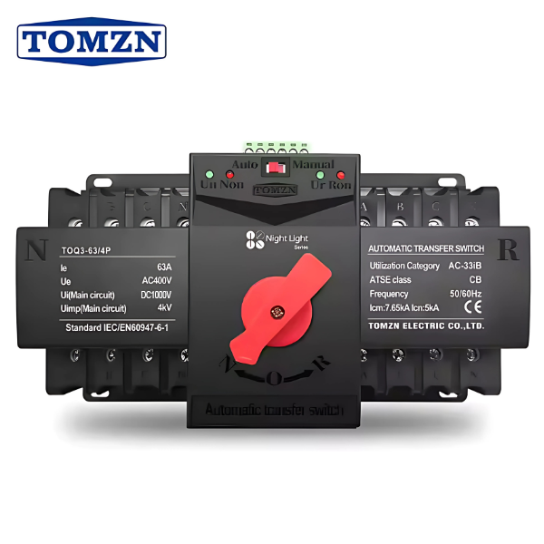 TOMZN TOQ3 4P-63A DC 4 Pole Din Rail Dual Power Automatic Transfer Switch ATS — solar equipment in Lahore, Pakistan