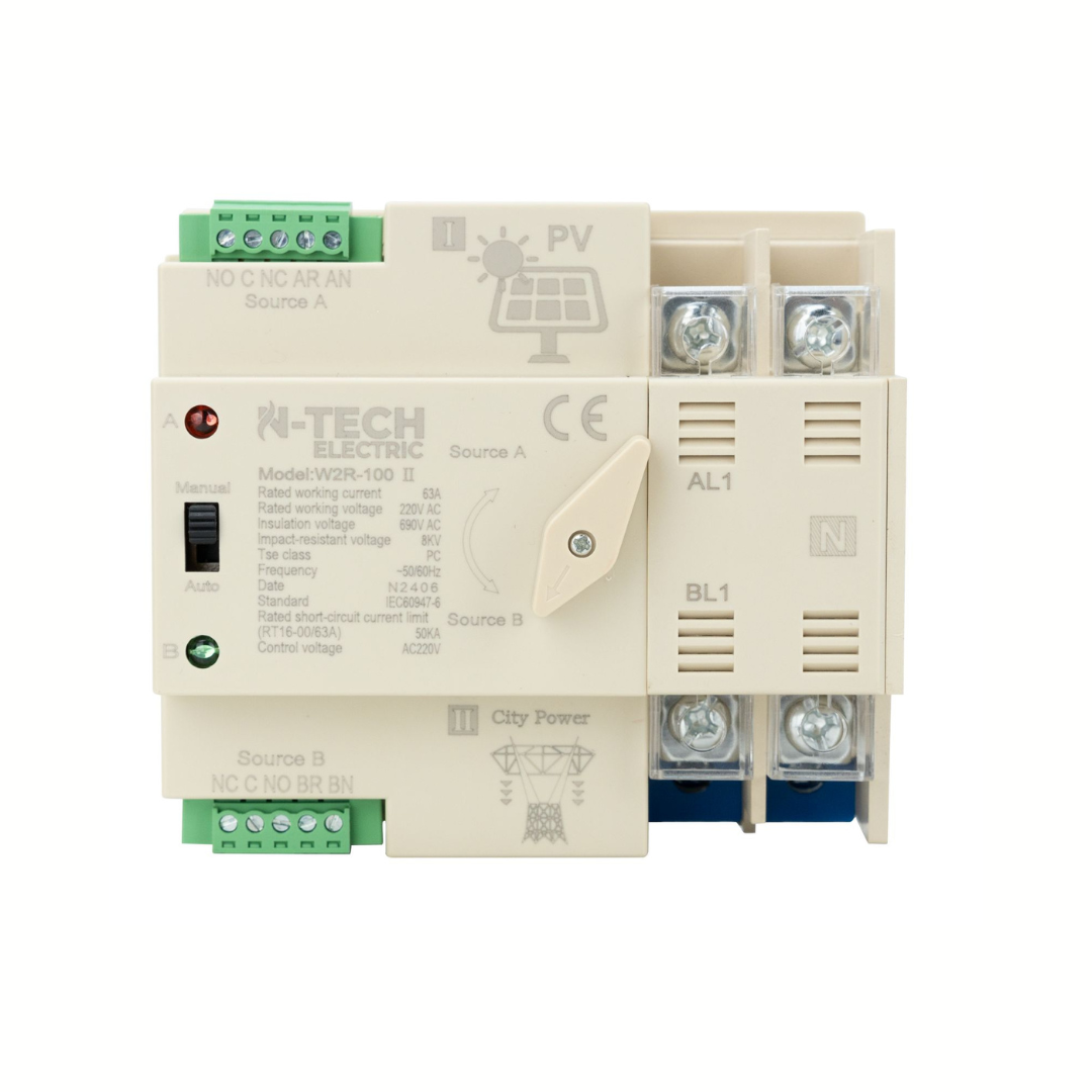 N-Tech 2 Pole 63A Dual Power Automatic Transfer Switch (ATS) — solar equipment in Lahore, Pakistan