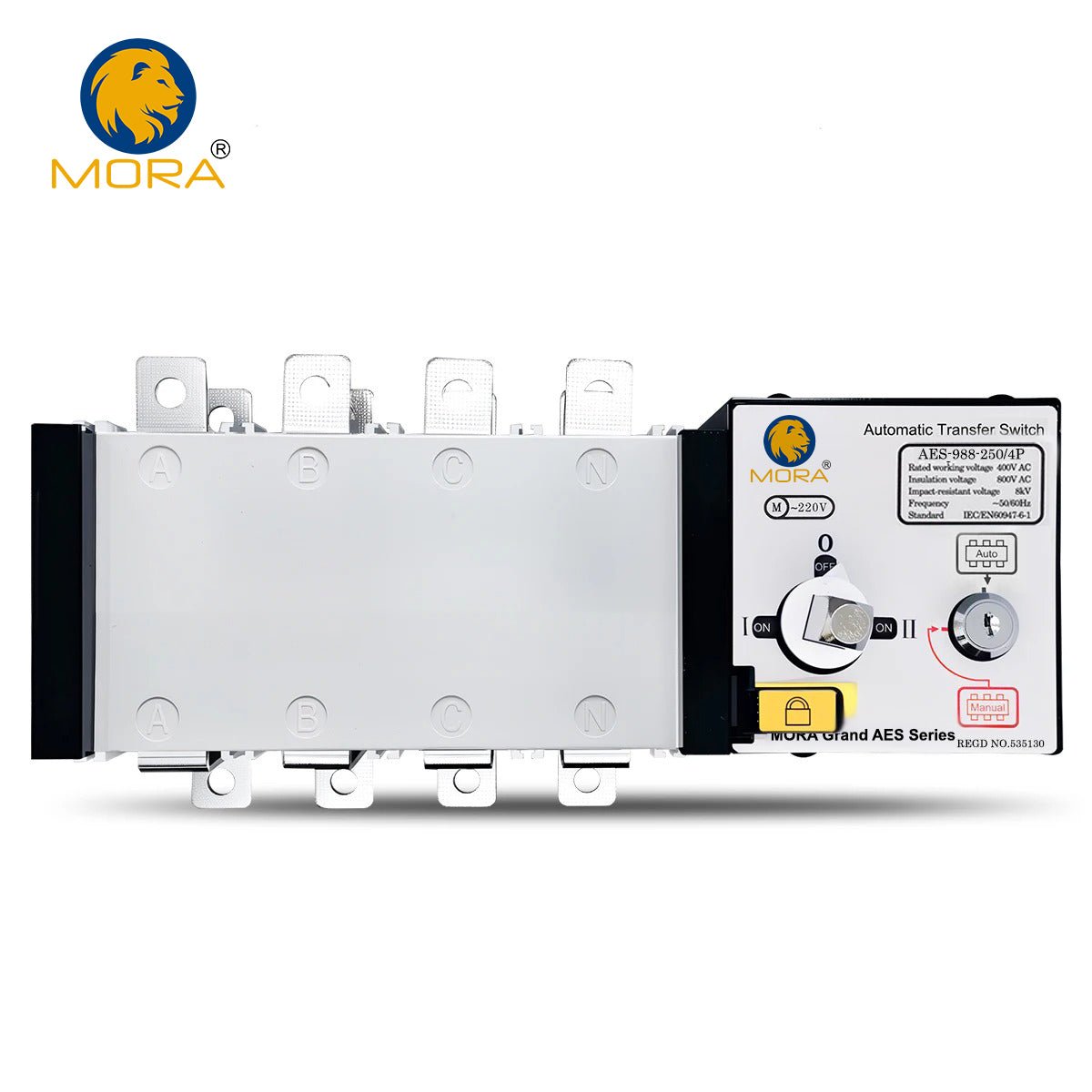 Mora AES-988-250/4P Handle Type 250A 4P AC Three Phase Dual Power Automatic Transfer Switch ATS — solar equipment in Lahore, Pakistan