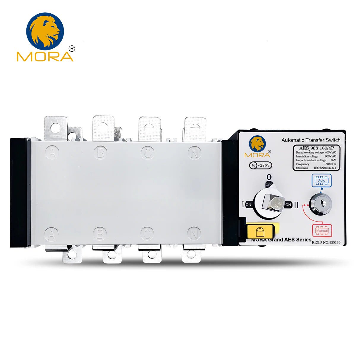 Mora AES-988-160/4P Handle Type 160A 4P AC Three Phase Dual Power Automatic Transfer Switch ATS — solar equipment in Lahore, Pakistan