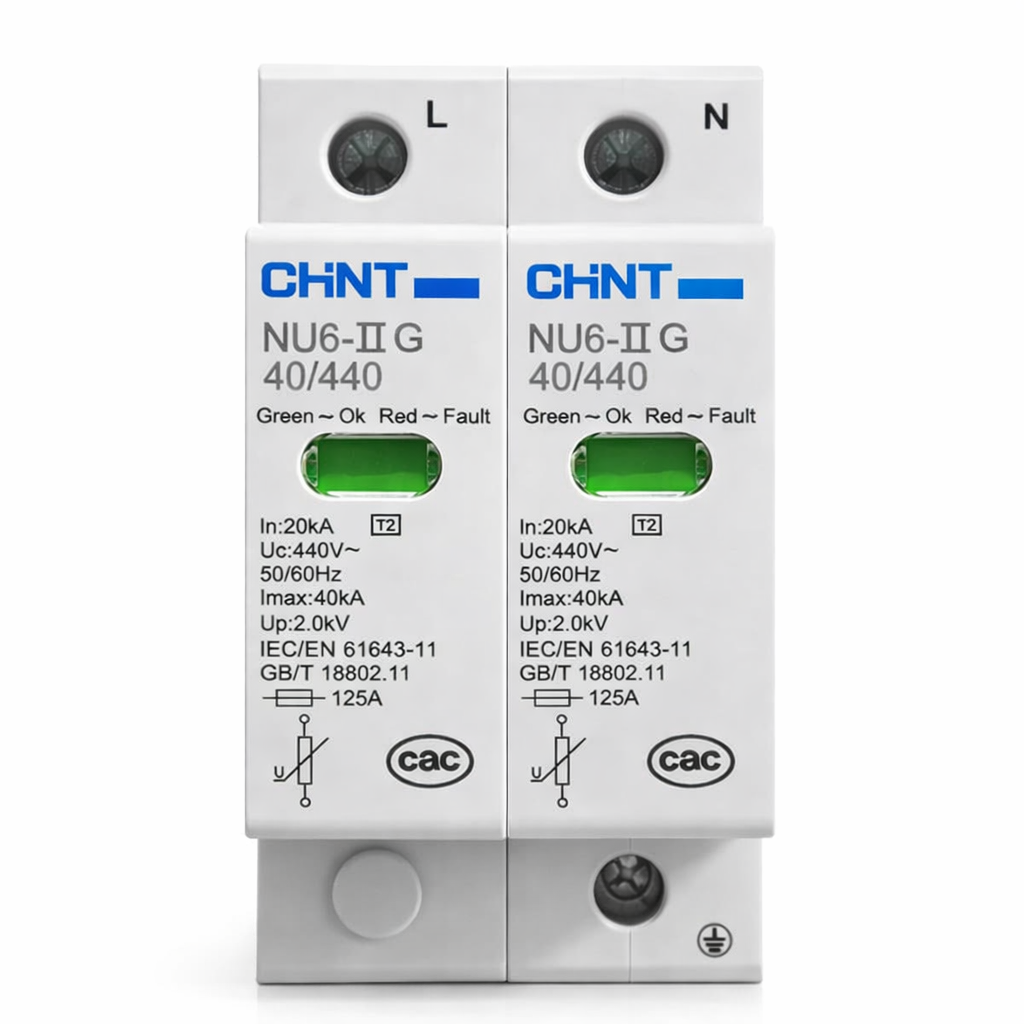 CHINT NU6-IIG 40/440 2P 400V AC Surge Protection Device (SPD) — solar equipment in Lahore, Pakistan