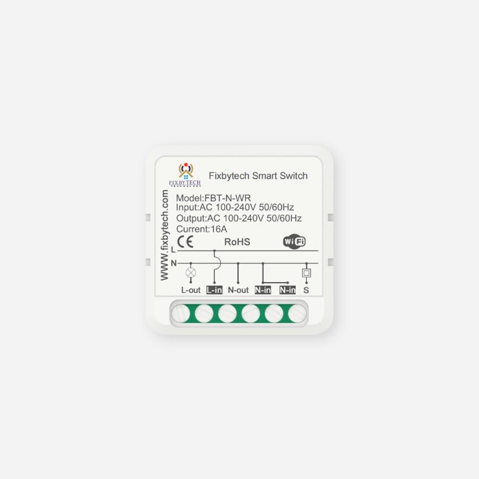 FBT-N-WR Mini Smart Switch 16A 1 Gang Works with Smart Life App Alexa Google Home — solar equipment in Lahore, Pakistan