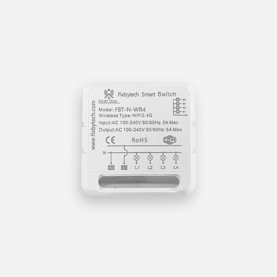 FBT-N-WR Mini Smart Switch 5A 4 Gang Works with Smart Life App Alexa Google Home — solar equipment in Lahore, Pakistan