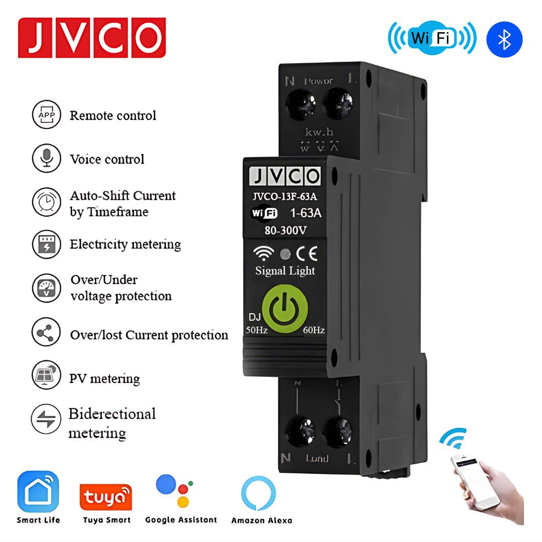 JVCO 13in1 63A WIFI Smart Switch with Monitoring and Protection — solar equipment in Lahore, Pakistan