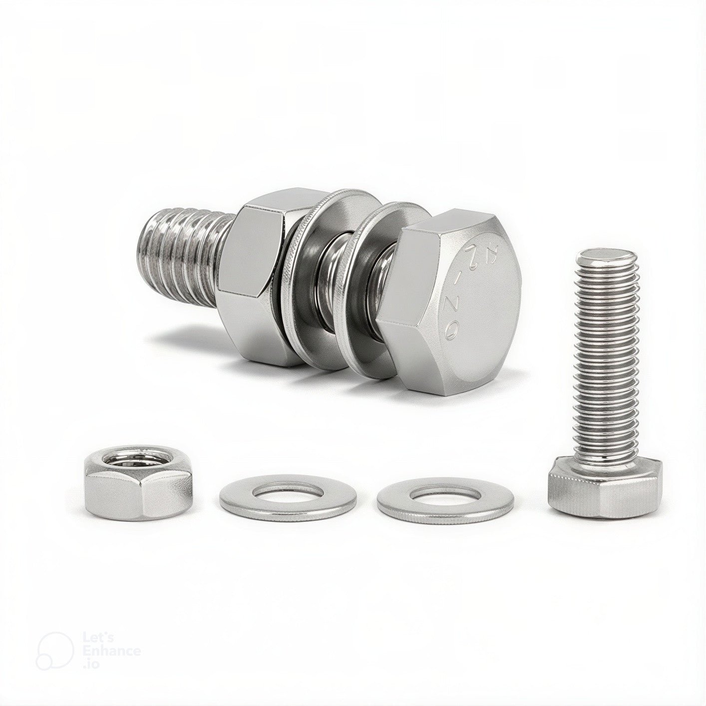 Stainless steel SS Nut Bolt and washer set A2-72 — solar equipment in Lahore, Pakistan
