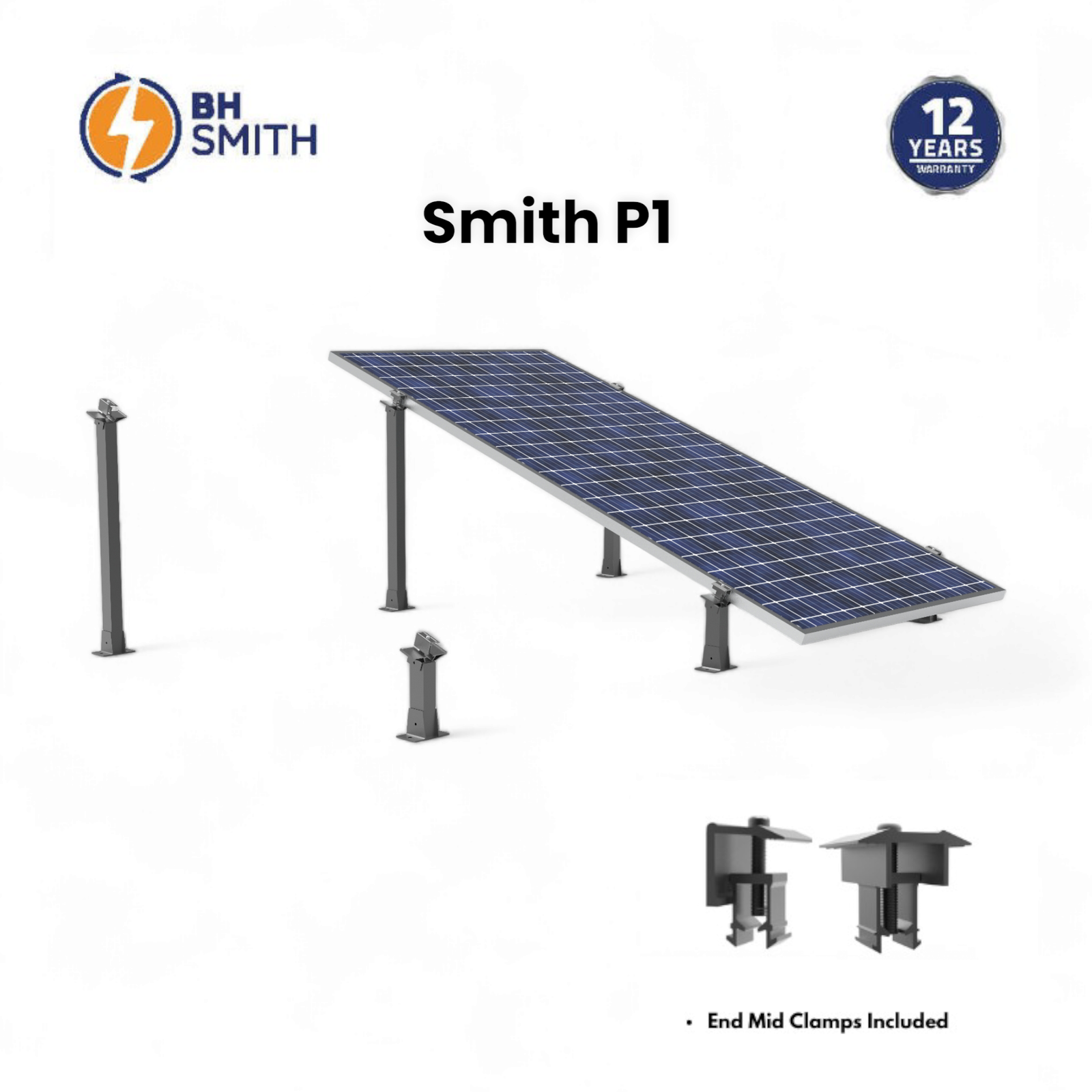 BHS Aluminium Smith P1 Solar Structure with clamps (Set of Two Legs) — solar equipment in Lahore, Pakistan