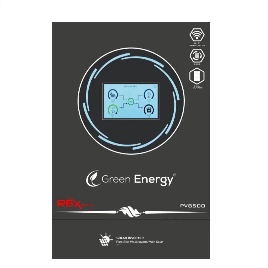 Green Energy REX 6.2KW Hybrid Solar Inverter – PV8500 | Built-in WiFi, Lithium Battery Port, Dual Output — solar equipment in Lahore, Pakistan